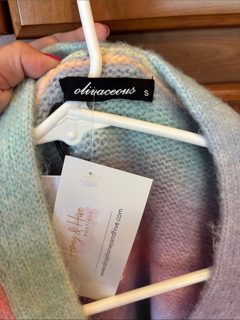 Olivaceous Pastel V-Neck Button Cardigan Sweater - Picture 2 of 3